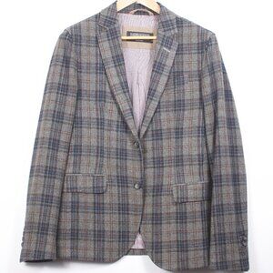 Futuro 🇮🇹 Men's Sport Coat EU50 Gray Plaid Check Wool Surgeon’s Cuffs